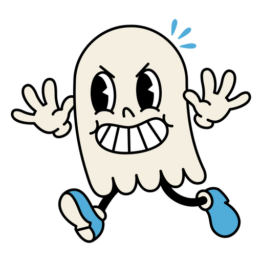 Cartoon-Geist mit blauen Schuhen läuft PNG-Design