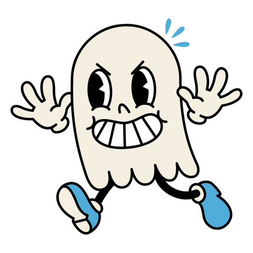 Cartoon ghost with blue shoes running PNG Design