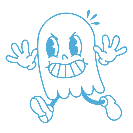 Blue ghost with blue eyes running PNG Design