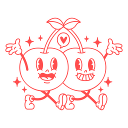 Paar Kirschen Mit Herzen Darauf PNG Und SVGDesign Für TShirts