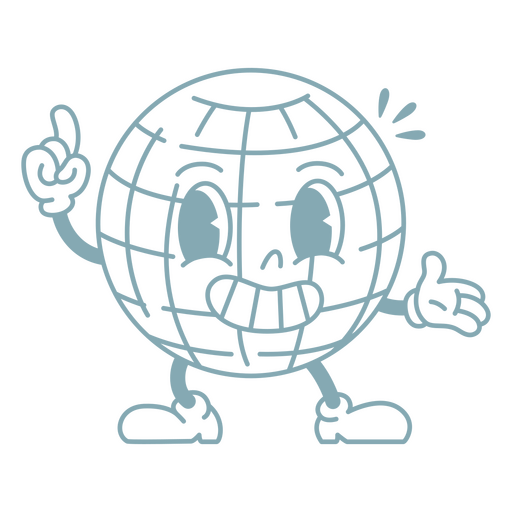 Cartoon mirrorball with a finger up PNG Design