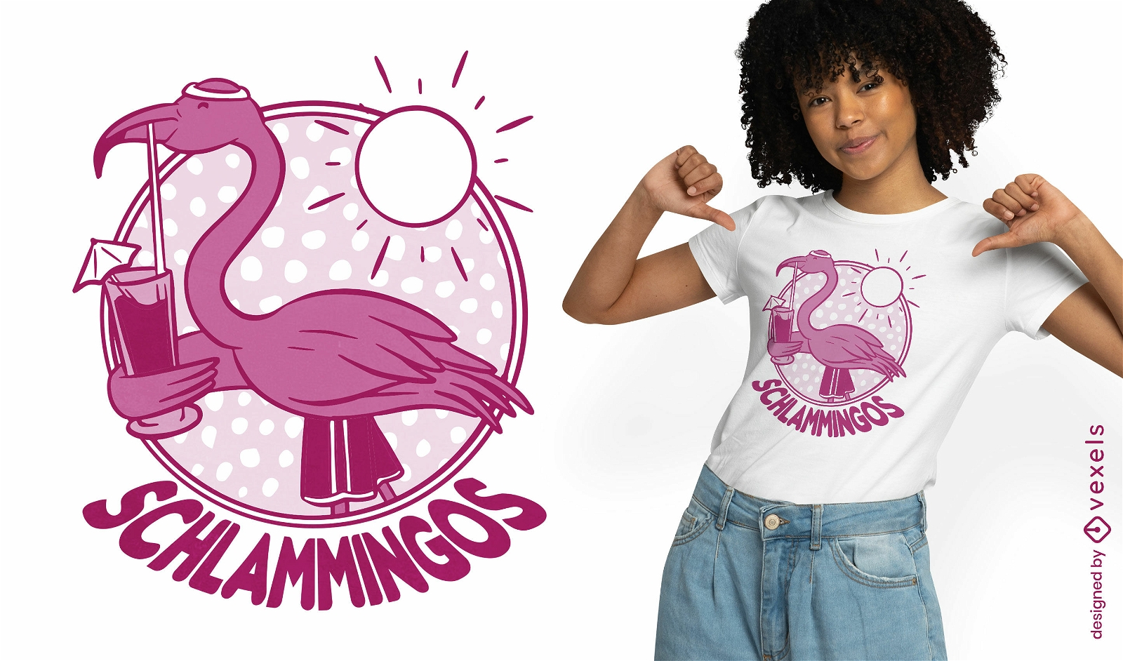 Design de camiseta de férias de flamingo rosa