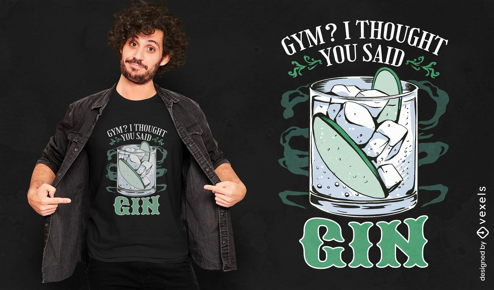 Gin Tonic Getränk grünes T-Shirt-Design