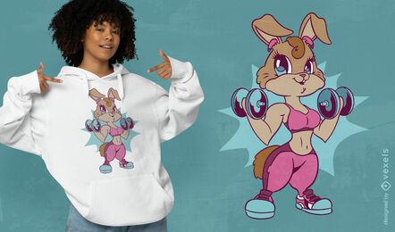 Diseño de camiseta de conejito femenino de fitness.