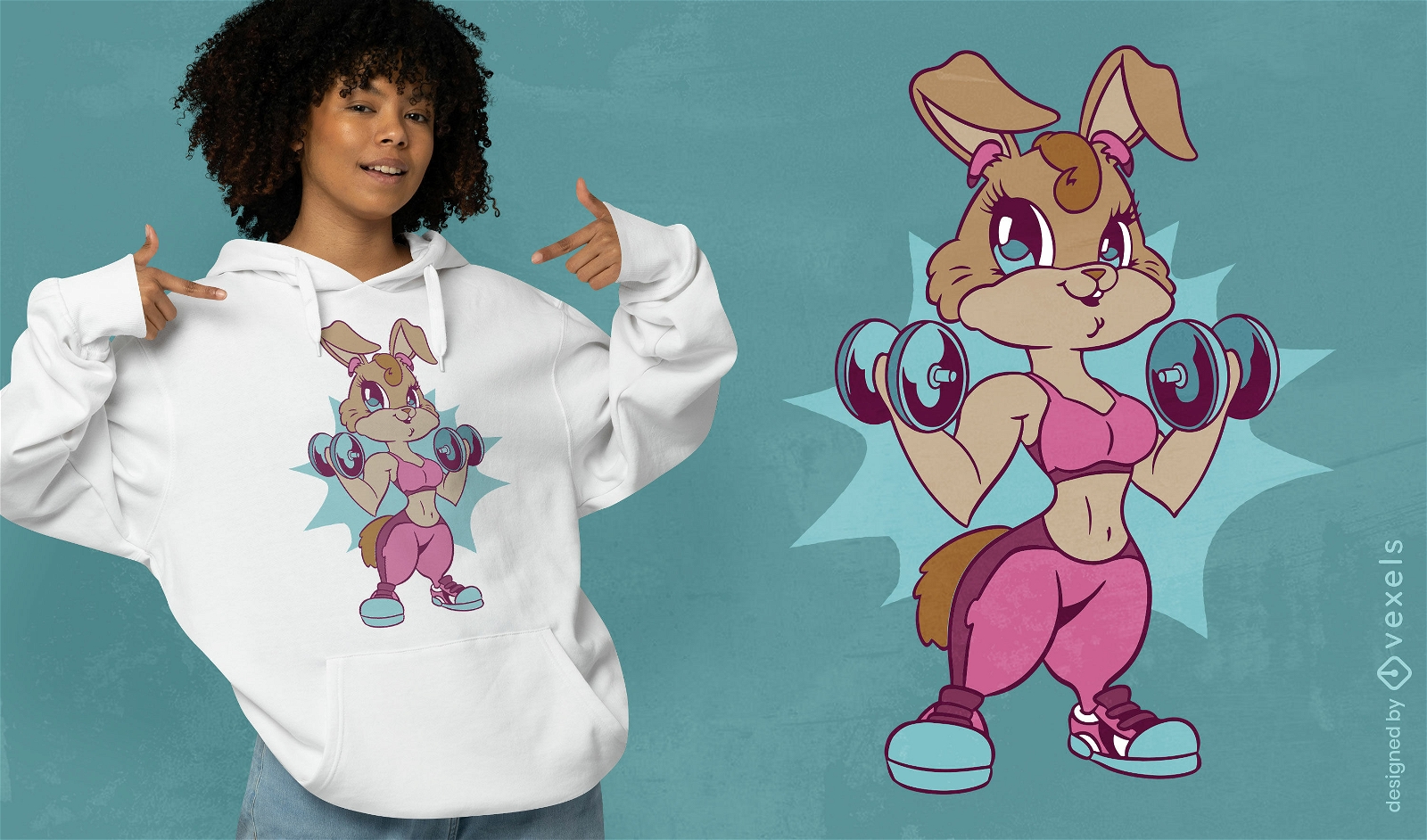 Fitness female bunny t-shirt design