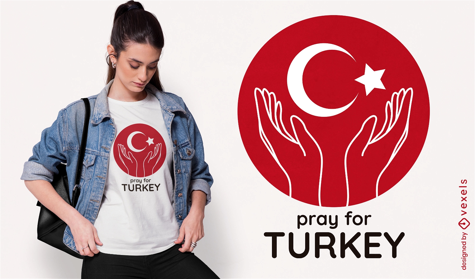 Hands with turkey flag t-shirt design