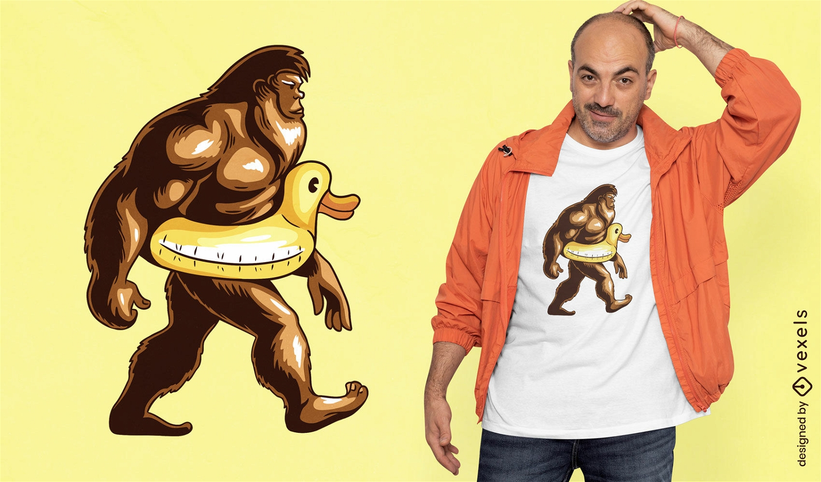 Bigfoot mit Entenfloater-T-Shirt-Design
