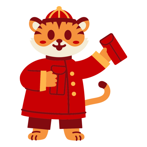 Tigre do ano novo chinês com envelopes Desenho PNG