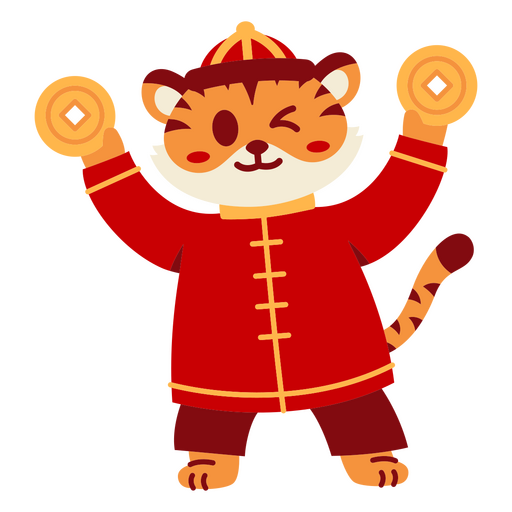 Tigre de año nuevo chino guiñando un ojo Diseño PNG