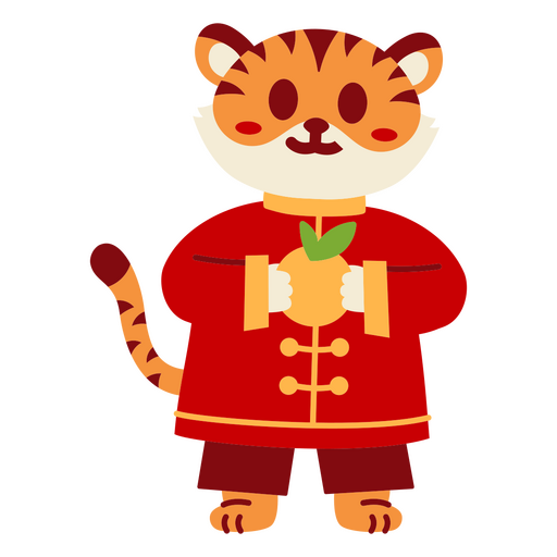 Niedliches Tiger-Charakterdesign in traditioneller Kleidung PNG-Design