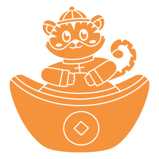 Tigre sentado en un barco Diseño PNG