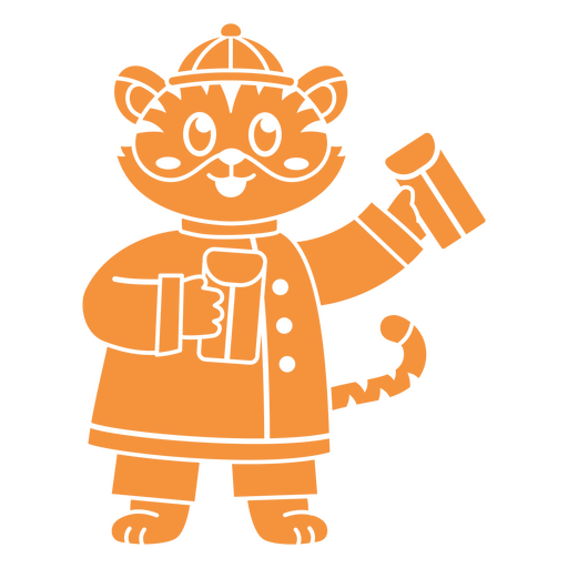 Cartoon of a tiger holding a fire extinguisher PNG Design