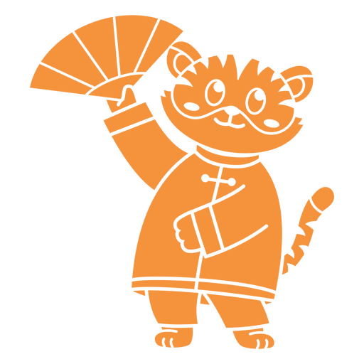 Tigre de desenho animado segurando um leque Desenho PNG