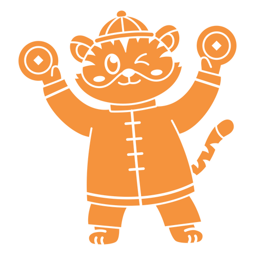 Cartoon-Tiger hält ein Paar Hanteln PNG-Design