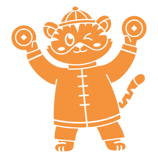 Cartoon tiger holding a pair of dumbbells PNG Design