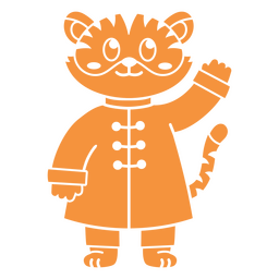 Orange Tiger In A Coat Waving PNG & SVG Design For T-Shirts