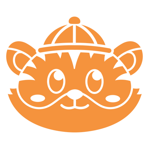 Orangefarbener Tiger mit Hut PNG-Design