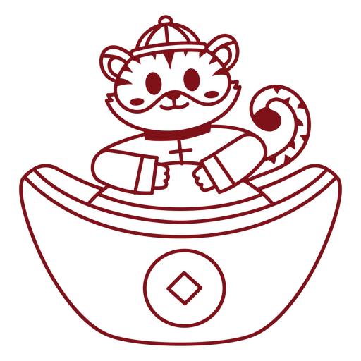 Playful tiger in traditional attire illustration PNG Design