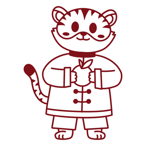 Ilustração adorável de personagem tigre Desenho PNG
