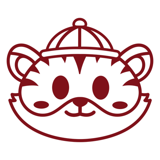 Ilustração divertida de rosto de tigre com chapéu Desenho PNG