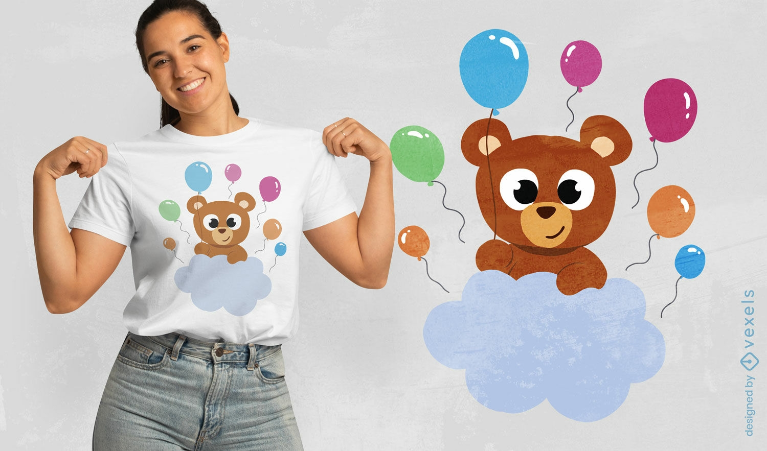 Teddy bear with balloons t-shirt design