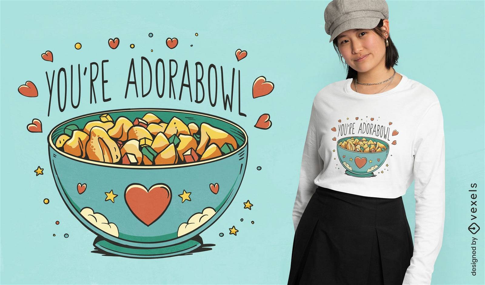 Valentines day adorable food t-shirt design