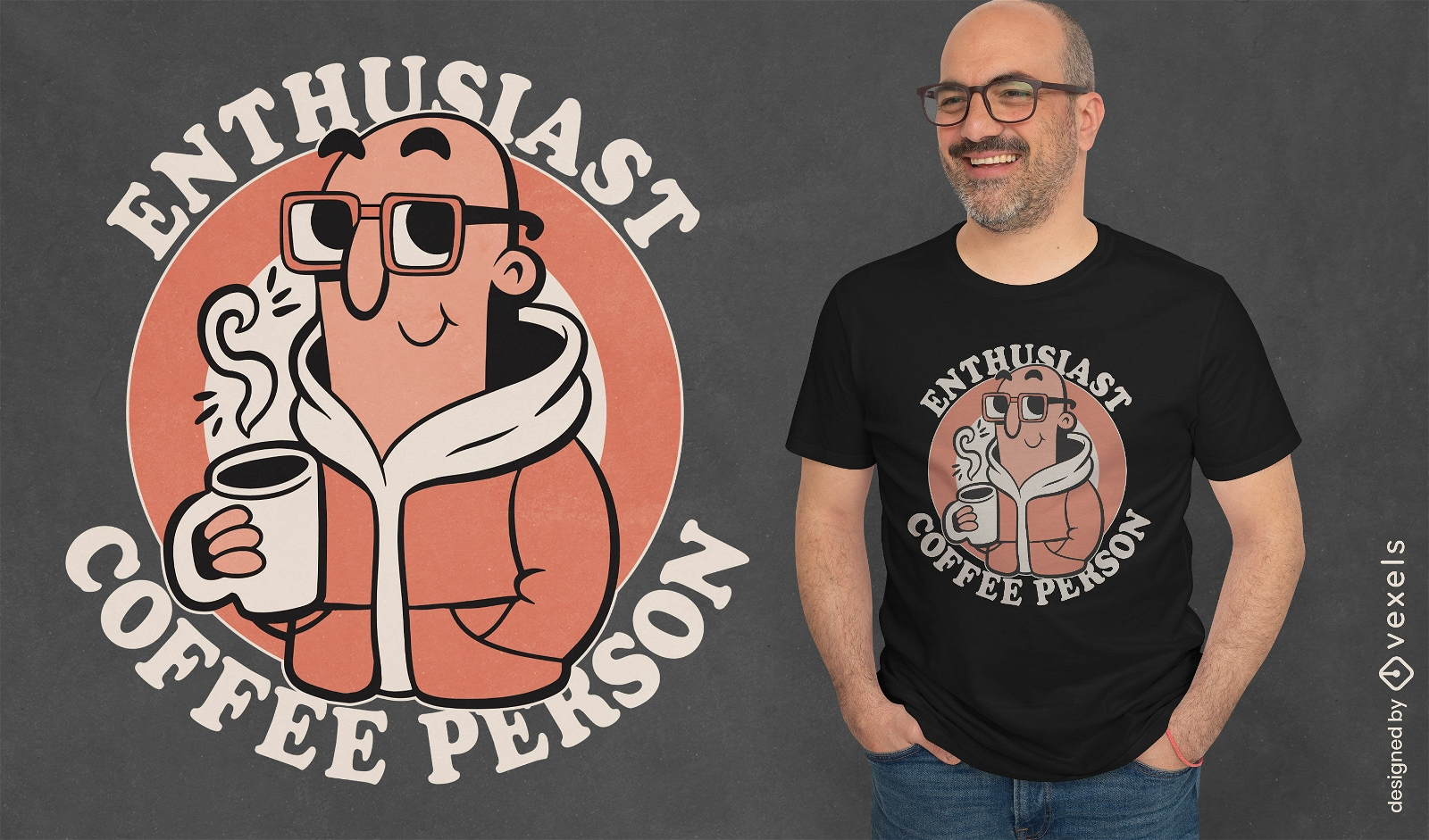 Diseño de camiseta de persona de café.