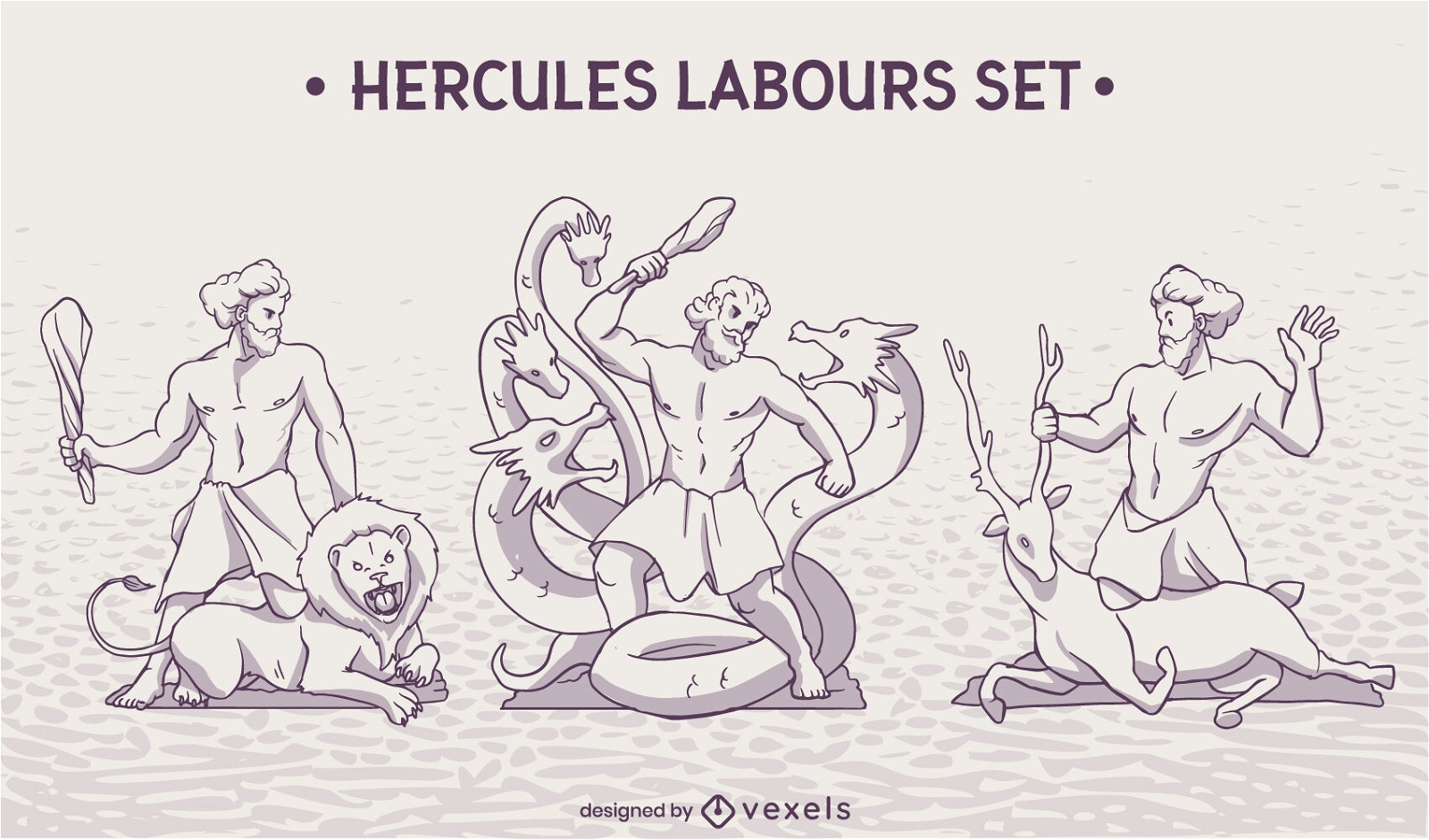 Conjunto de cenas da mitologia grega de Hércules