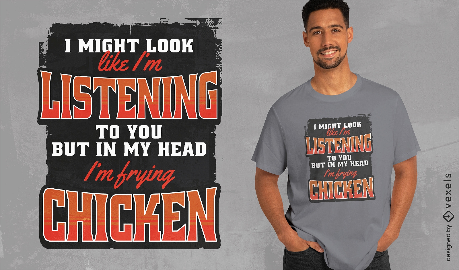 Design de camiseta com citação de frango engraçado