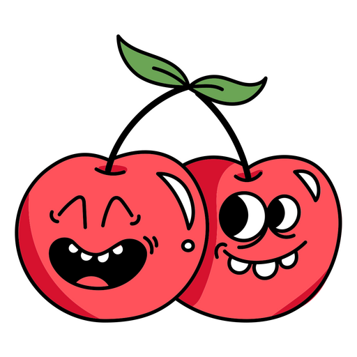 Par de maçãs vermelhas com um sorriso no rosto Desenho PNG