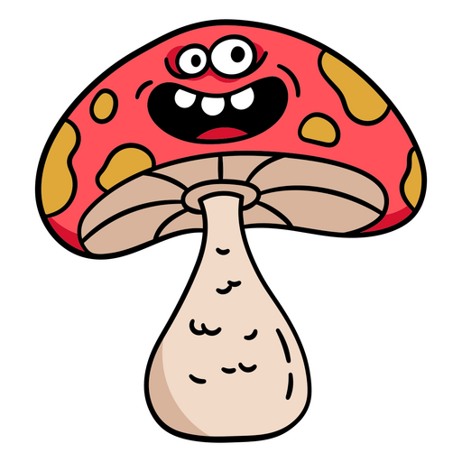 Cartoon mushroom smiling PNG Design