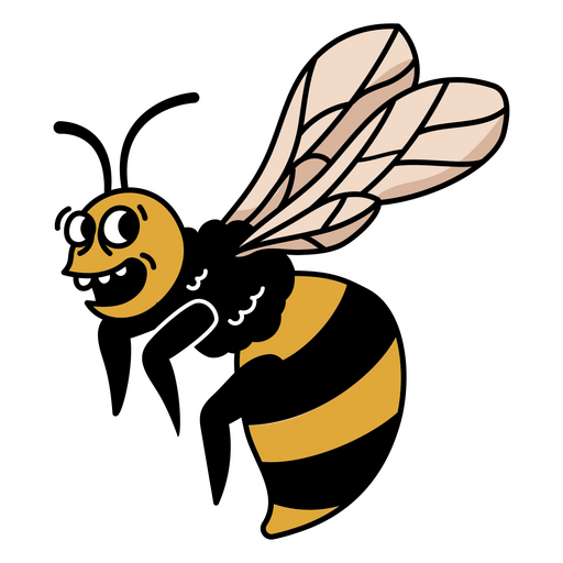 Abeja de dibujos animados sonriendo Diseño PNG