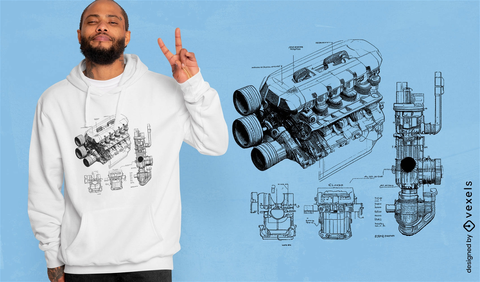 Engine blueprint t-shirt design