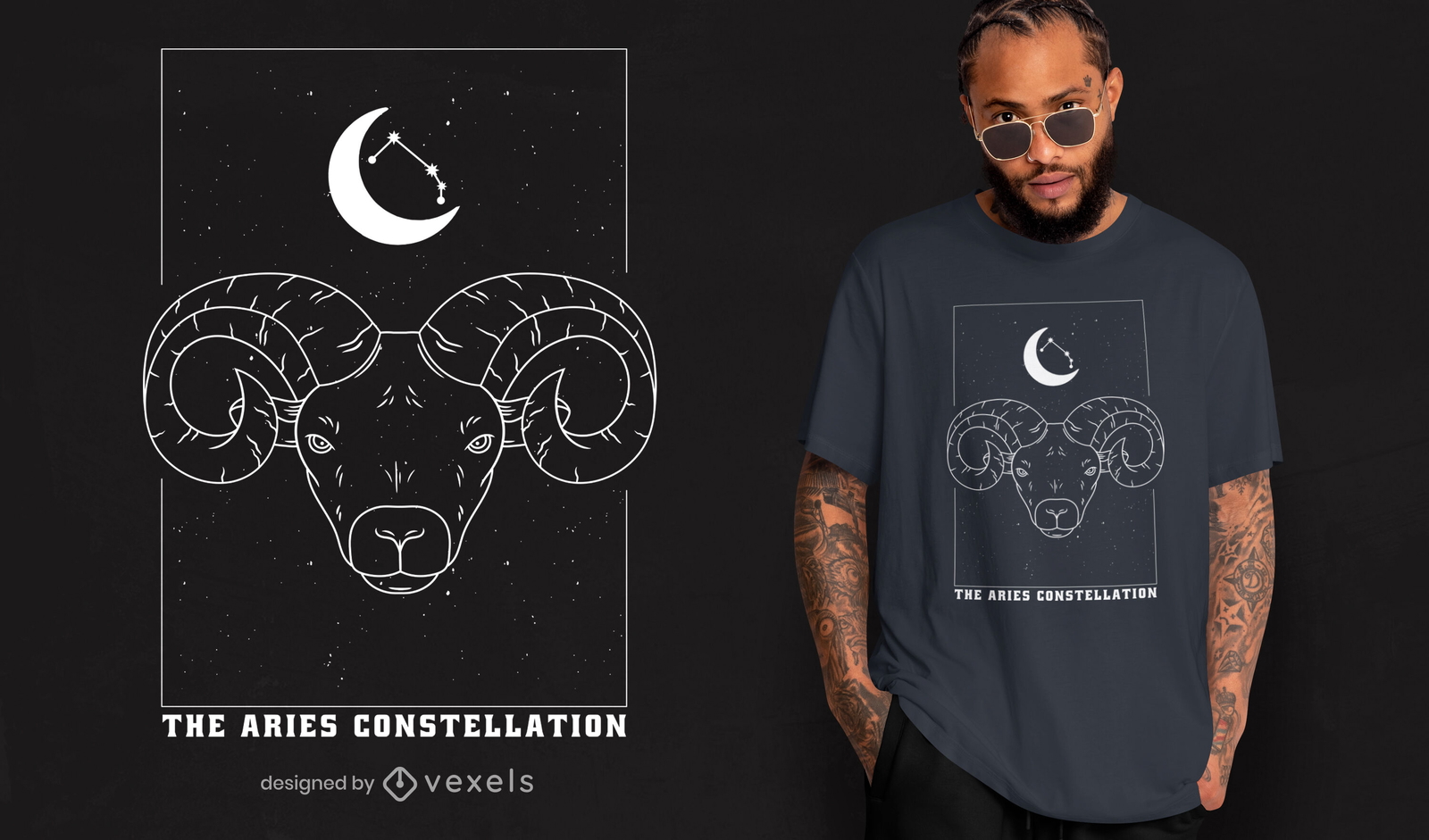 Diseño de camiseta del zodiaco de la constelación de Aries.