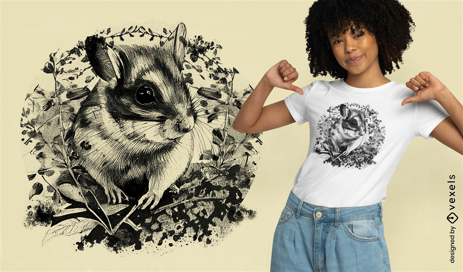 Diseño de camiseta realista de ratón de jardín.