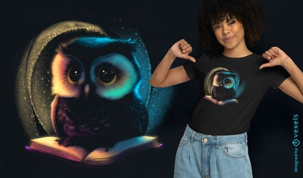 Cute owl animal with book t-shirt design