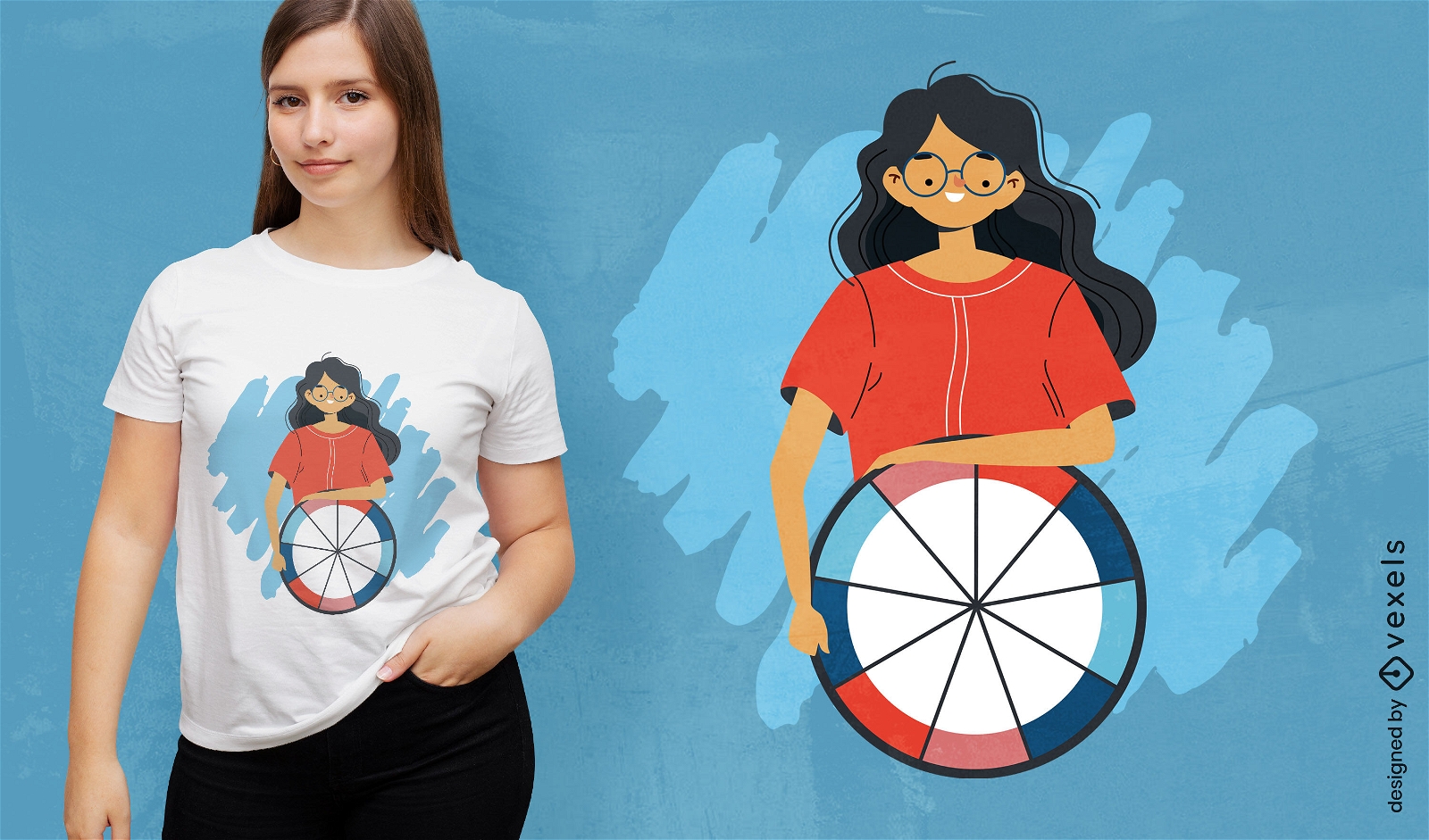 Mulher com design de camiseta de gráfico de pizza