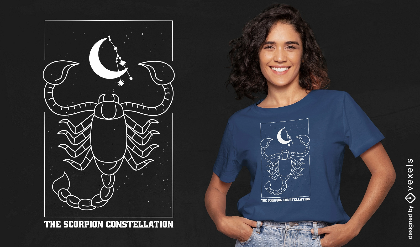 Diseño de camiseta de constelación de escorpión.