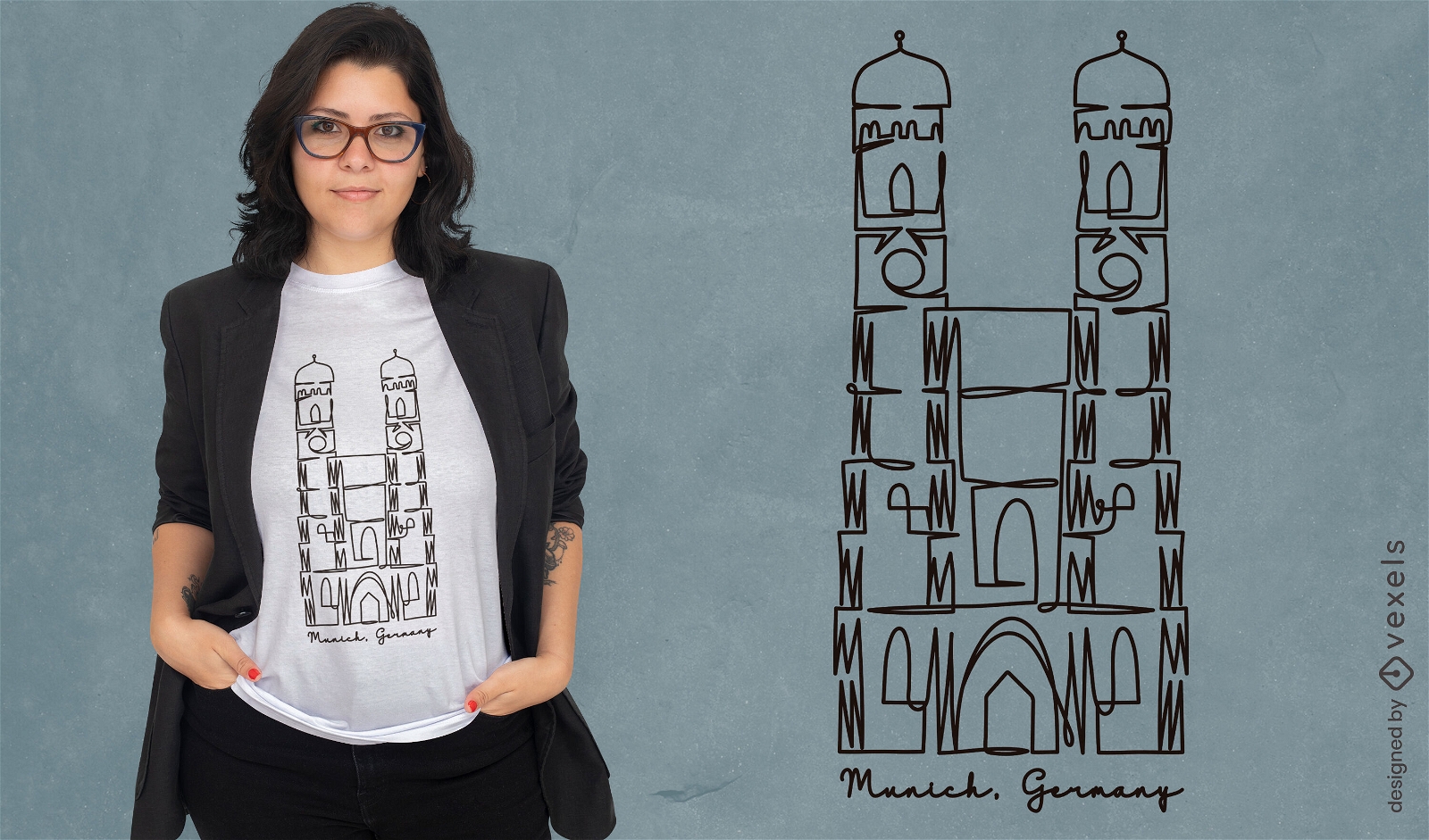 Skizziertes T-Shirt-Design der Fraunkirche-Kathedrale