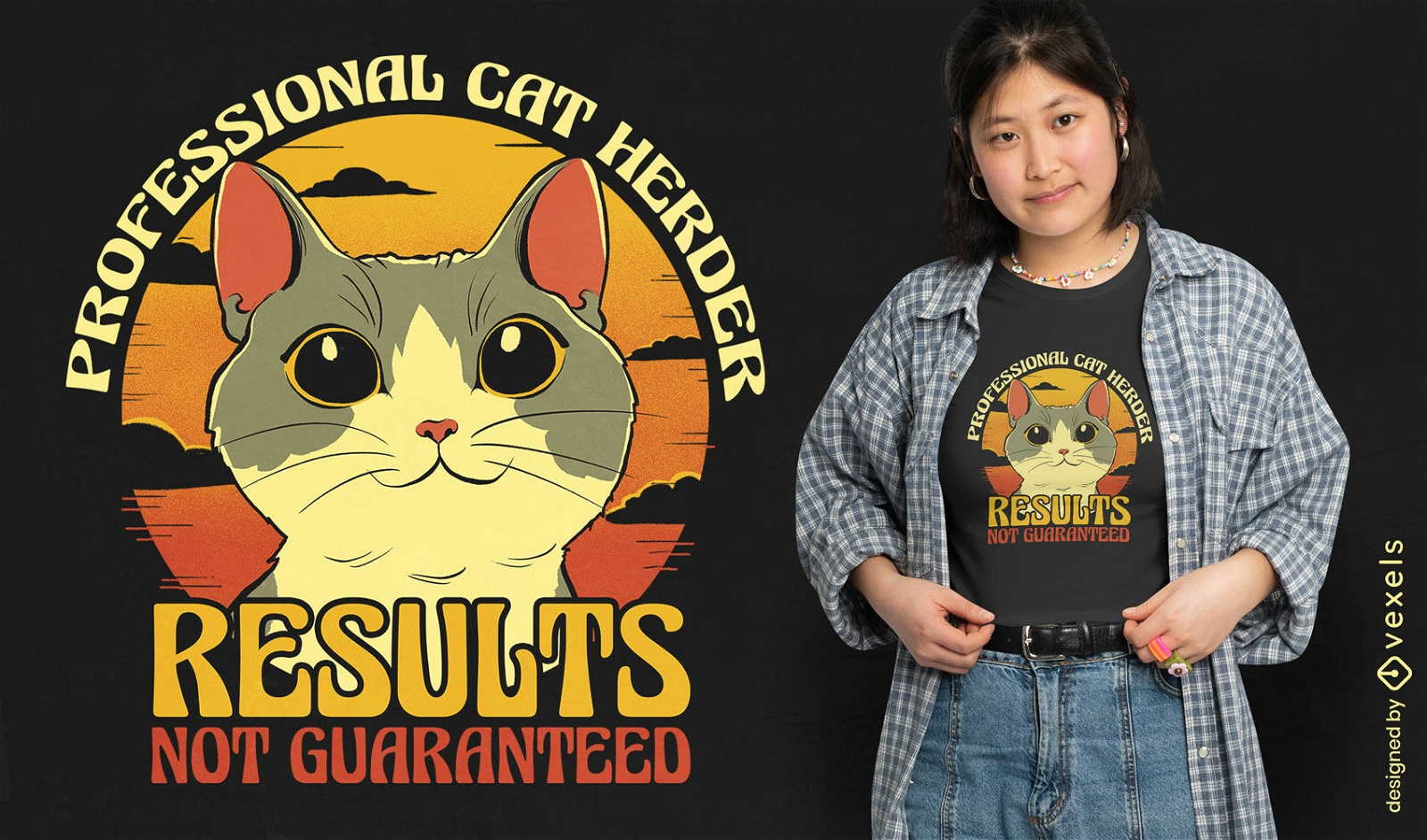 Design de camiseta animal gato cinza bonito