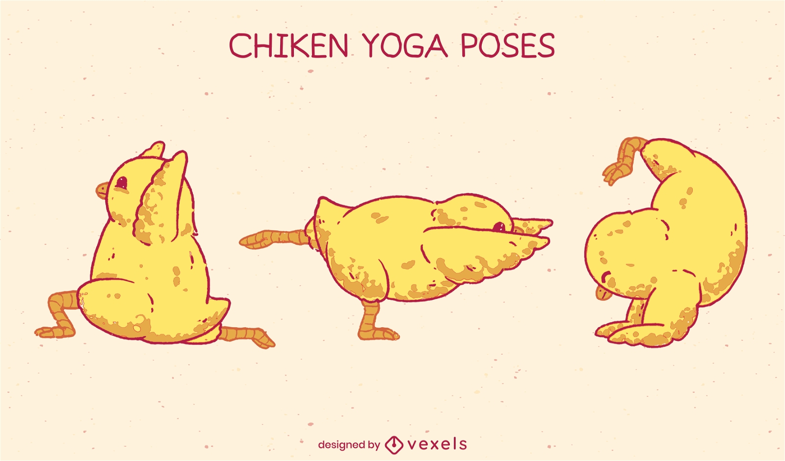 Chick animals in yoga poses cute set