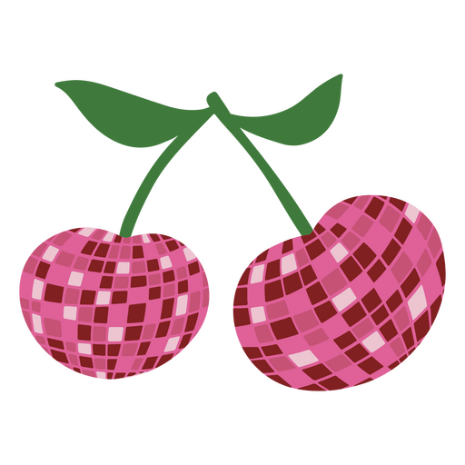 Dos cerezas en forma de bola de discoteca Diseño PNG