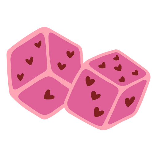 Dois dados rosa com corações Desenho PNG