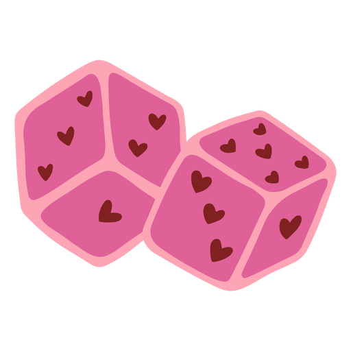 Two pink dice with hearts on them PNG Design