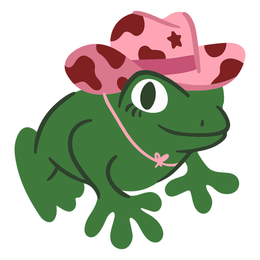 Cartoon frog wearing a pink cowboy hat PNG Design
