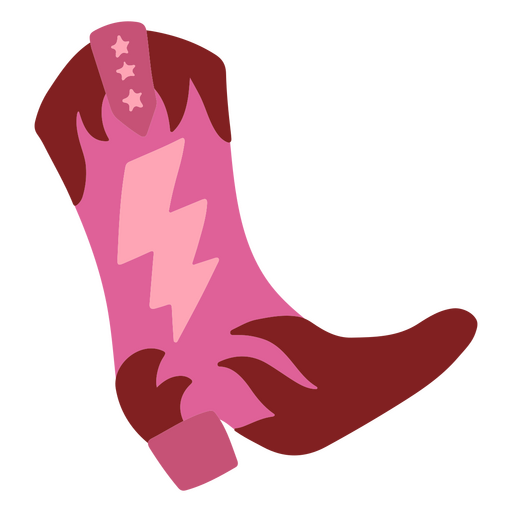 Pink cowboy boot with a lightning bolt on it PNG Design