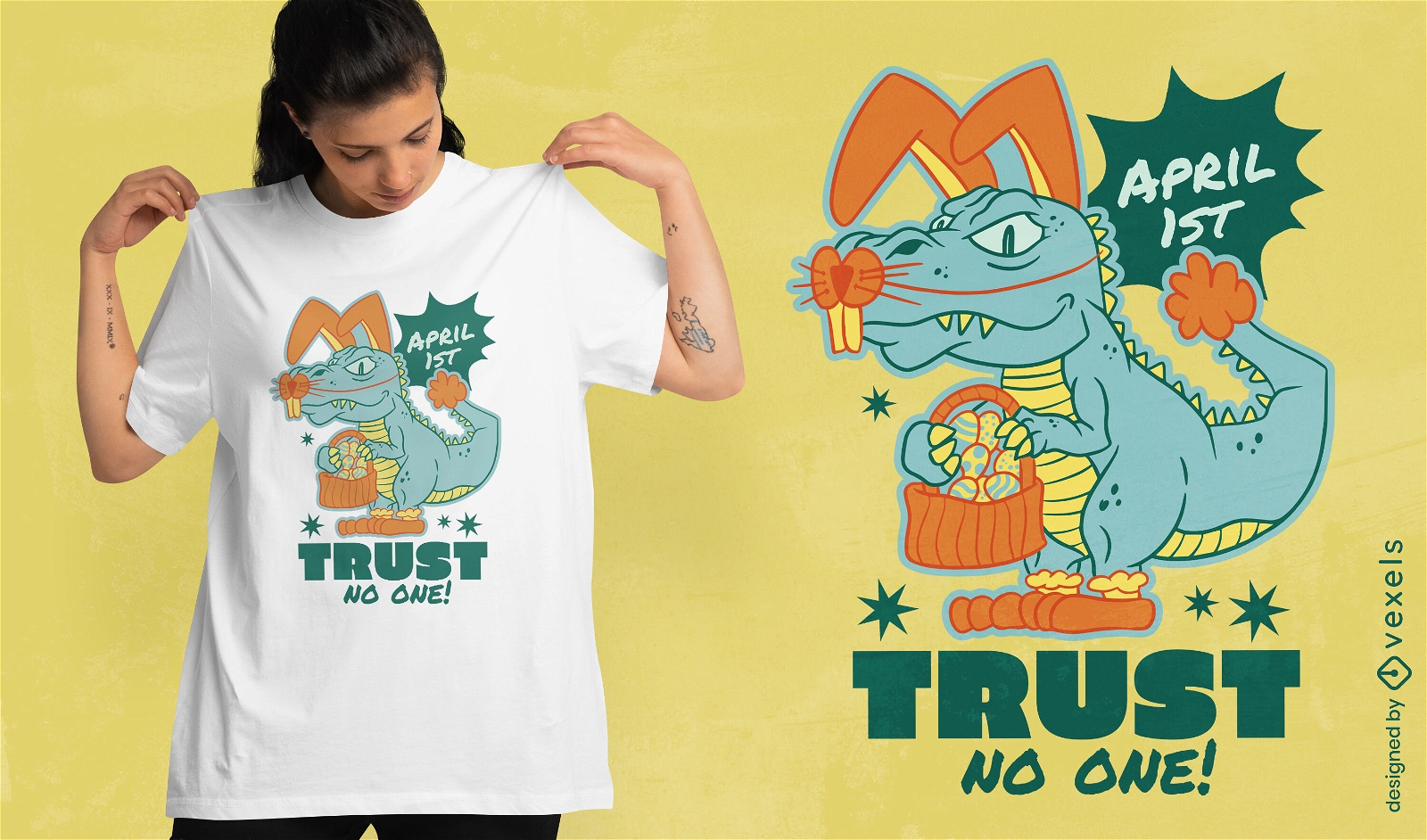 Dinosaurier im Osterkostüm-T-Shirt-Design
