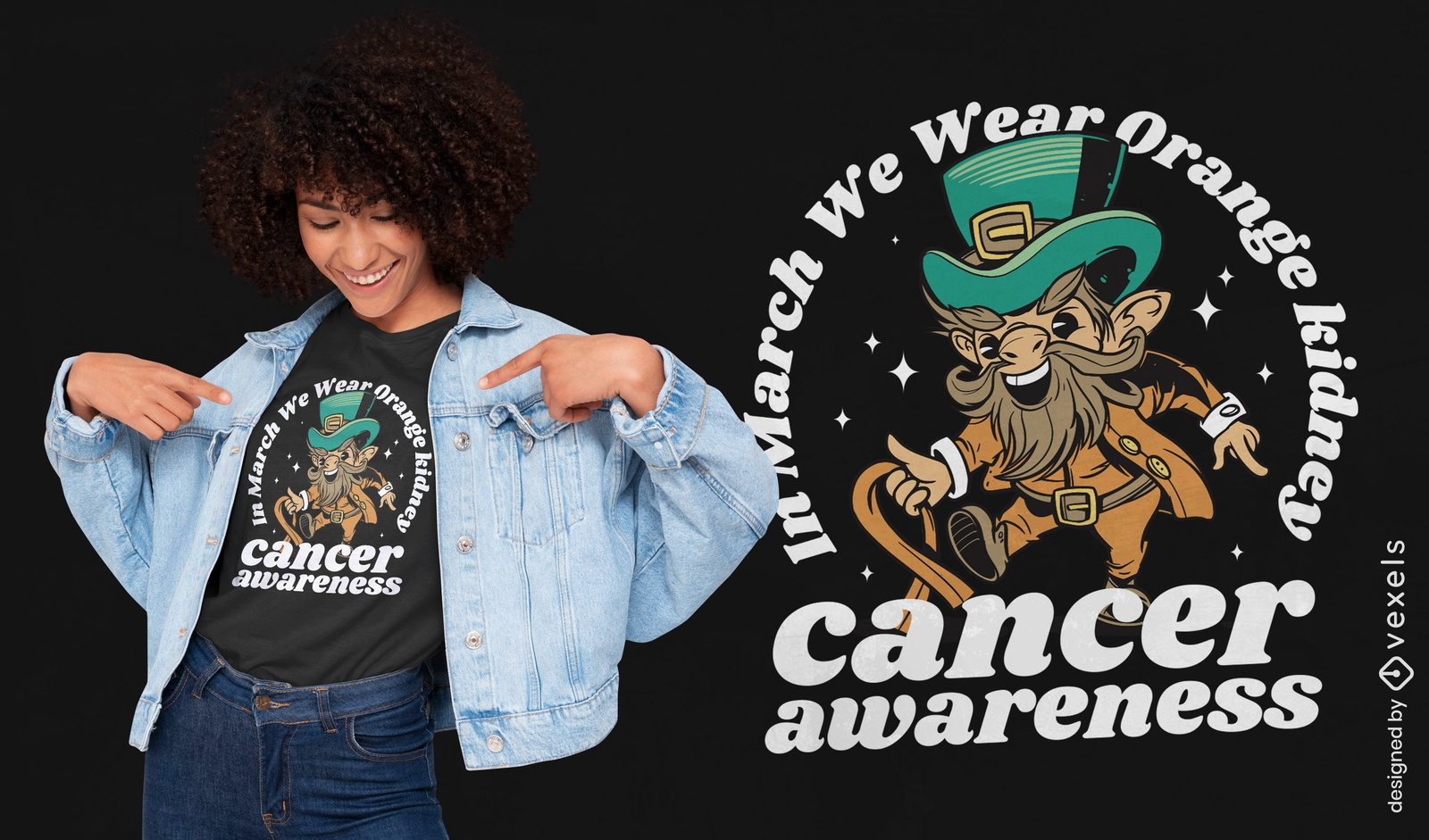 Diseño de camiseta de conciencia de cáncer de duende