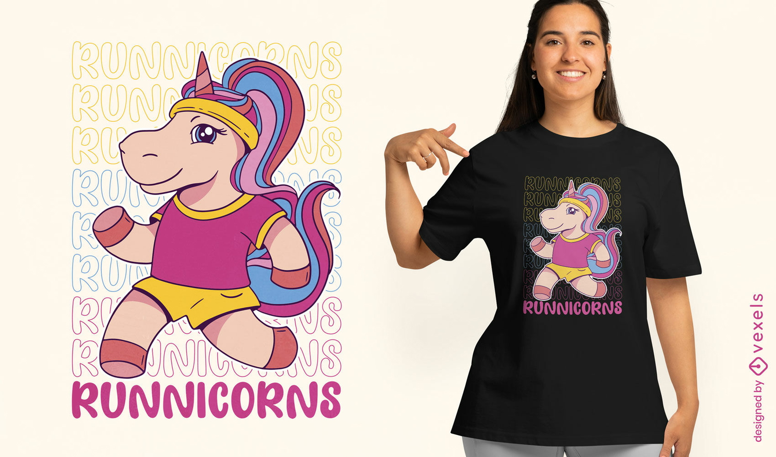 Design de camiseta de corrida de unicórnio feminino