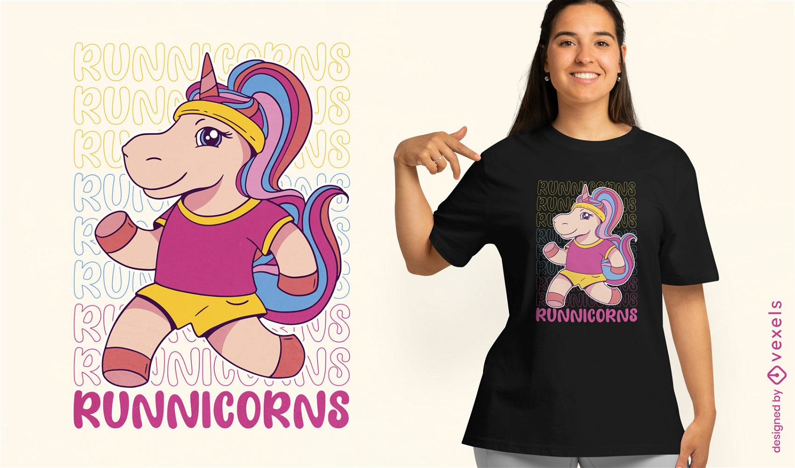 Female unicorn running t-shirt design